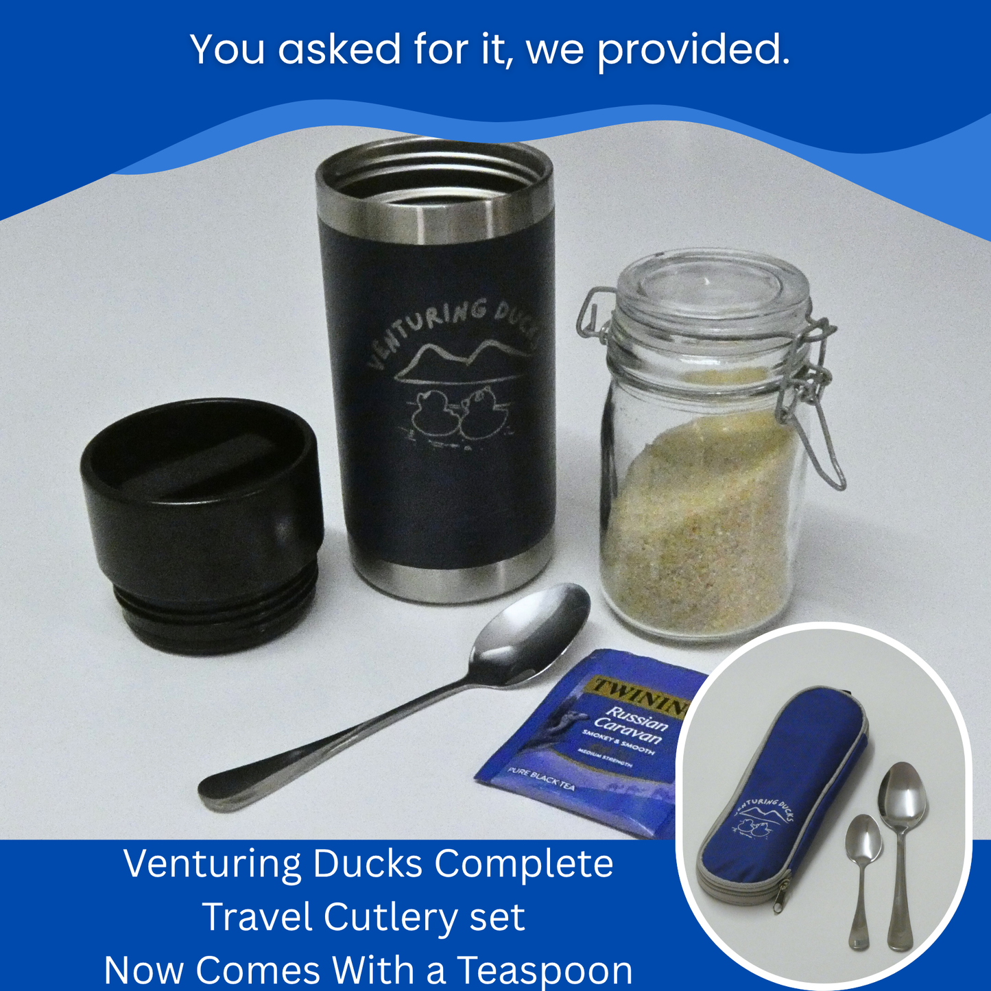 Venturing Ducks Complete Travel Cutlery Set with Case