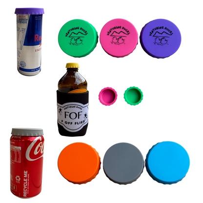 Venturing Ducks FOF - Mixed Pack - Silicone Caps for Mini or Slim Cans, Standard Cans and Glass Bottles